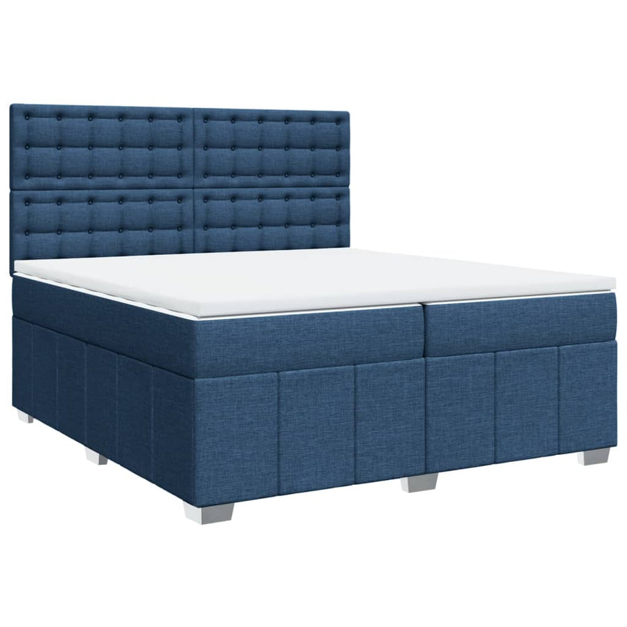 Boxspring met matras stof blauw 200x200 cm