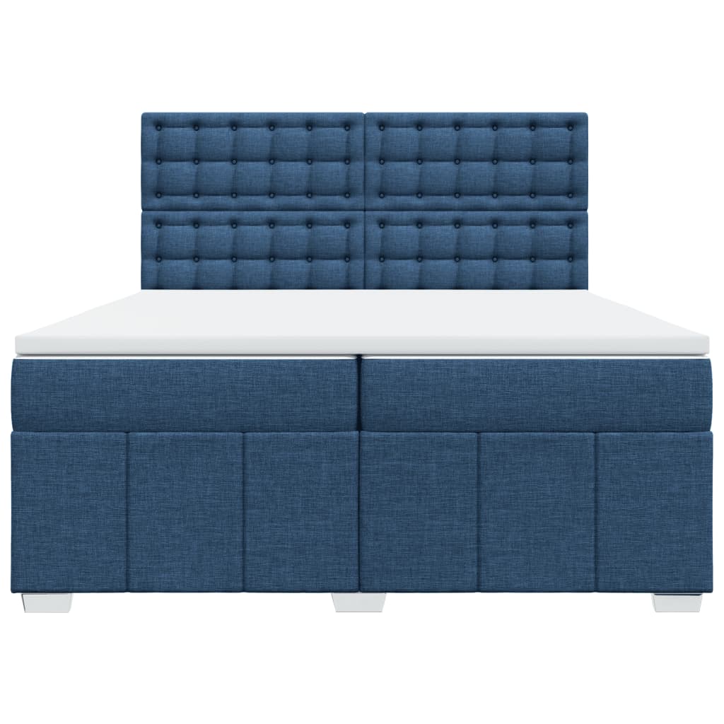 Boxspring met matras stof blauw 200x200 cm