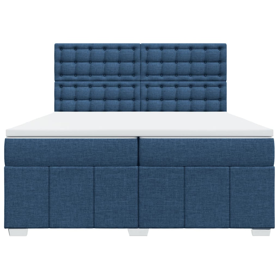 Boxspring met matras stof blauw 200x200 cm