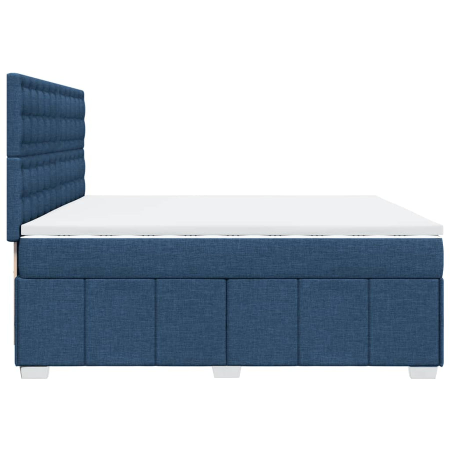 Boxspring met matras stof blauw 200x200 cm