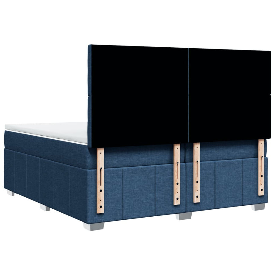 Boxspring met matras stof blauw 200x200 cm