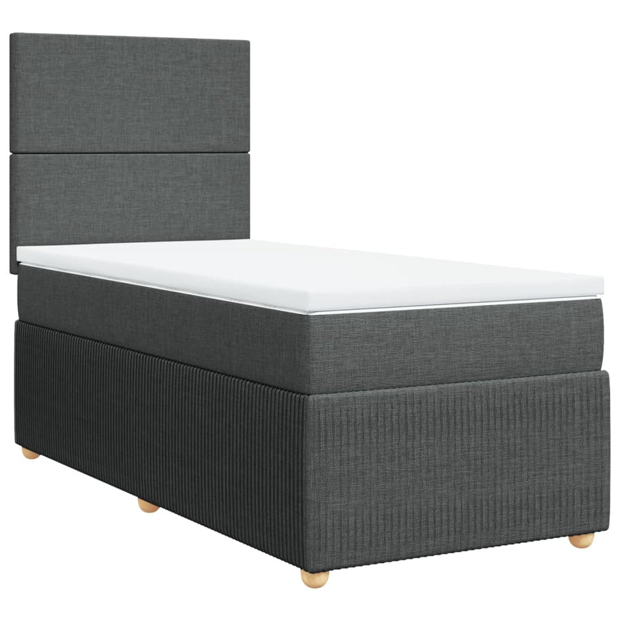 Boxspring met matras stof donkergrijs 80x200 cm