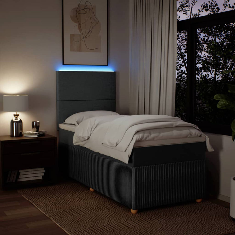 Boxspring met matras stof donkergrijs 80x200 cm