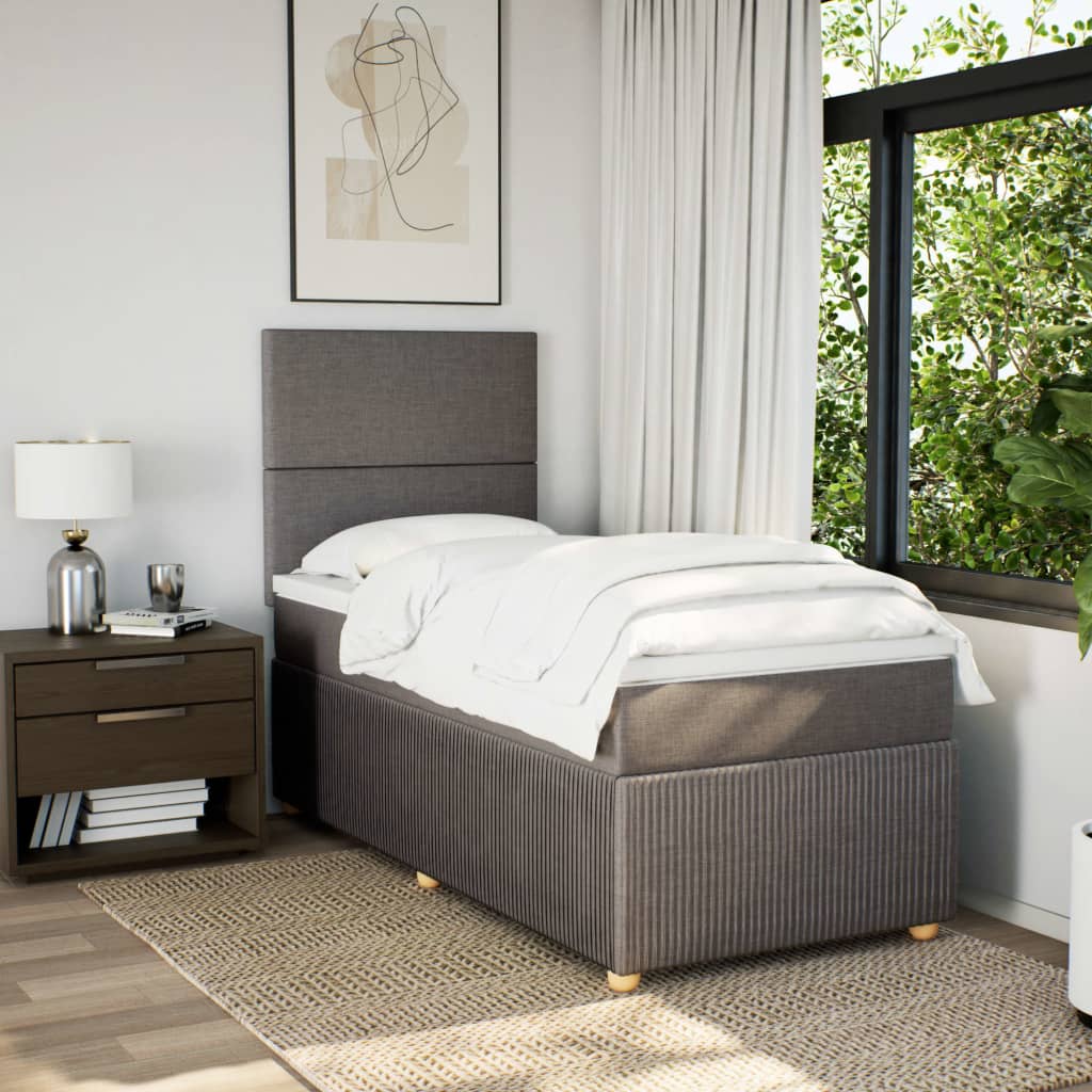 Boxspring met matras stof taupe 80x200 cm