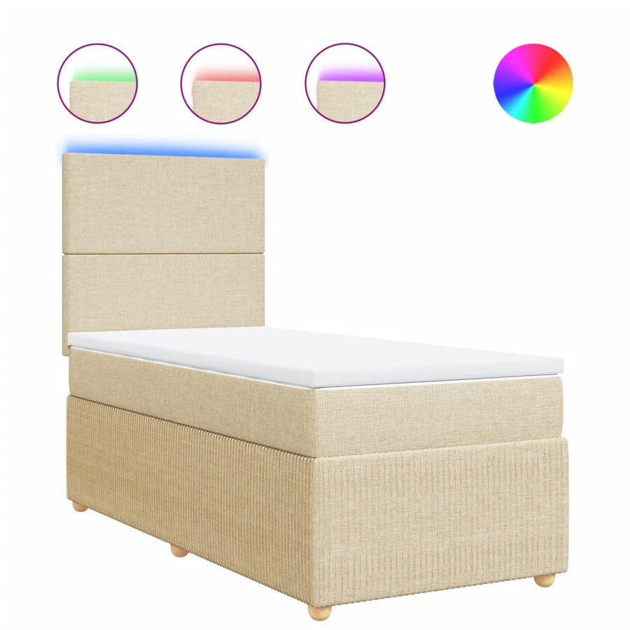 Boxspring met matras stof crèmekleurig 80x200 cm