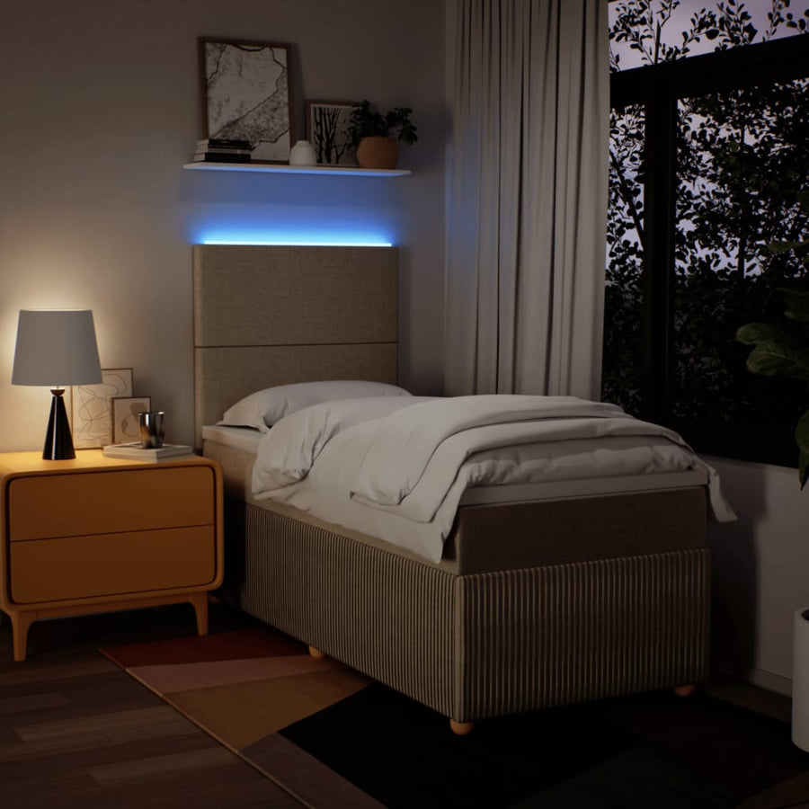 Boxspring met matras stof crèmekleurig 80x200 cm