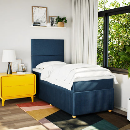 Boxspring met matras stof blauw 80x200 cm