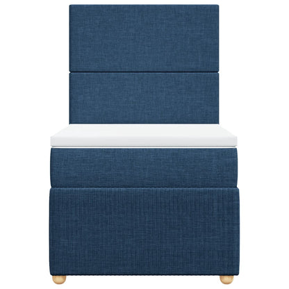 Boxspring met matras stof blauw 80x200 cm
