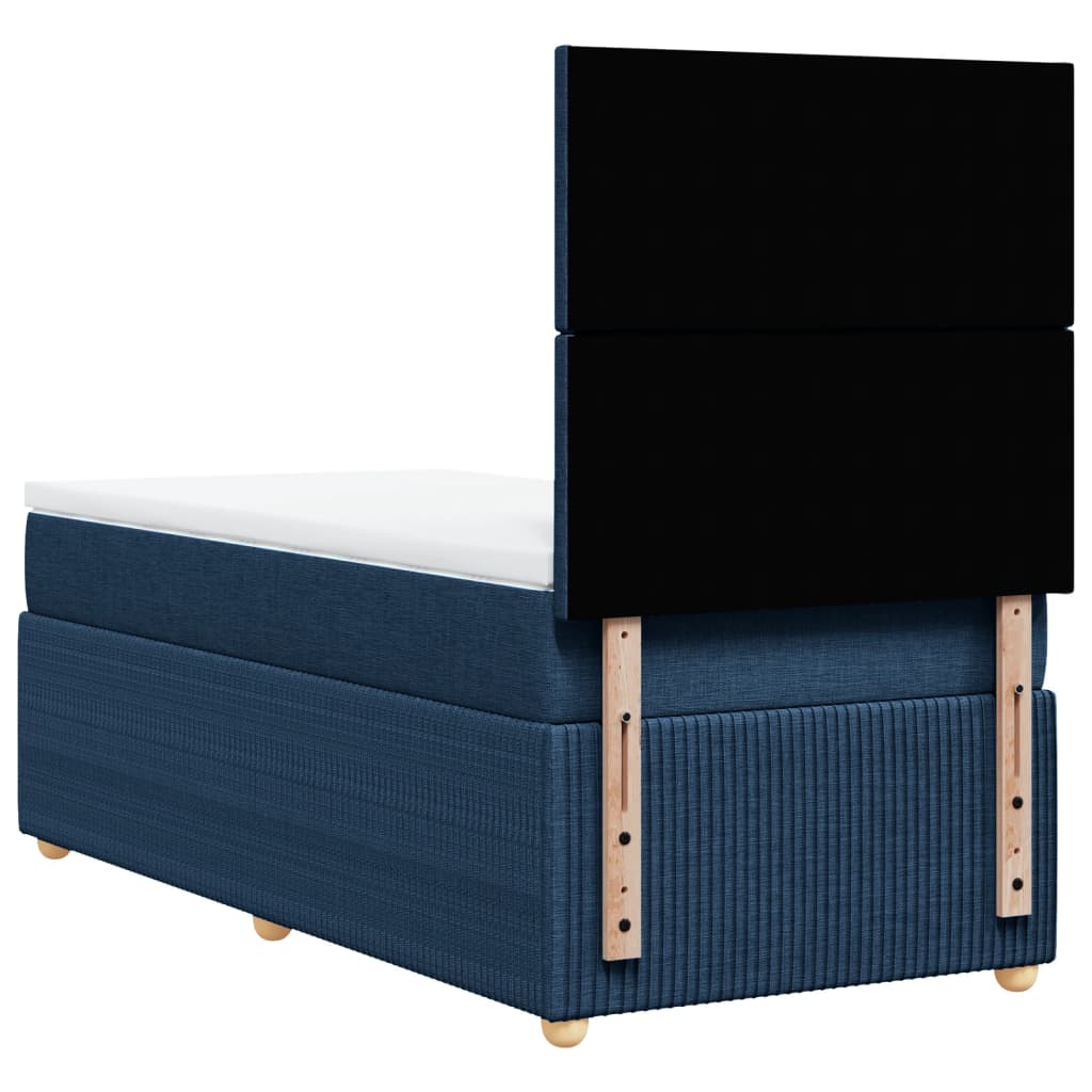 Boxspring met matras stof blauw 80x200 cm