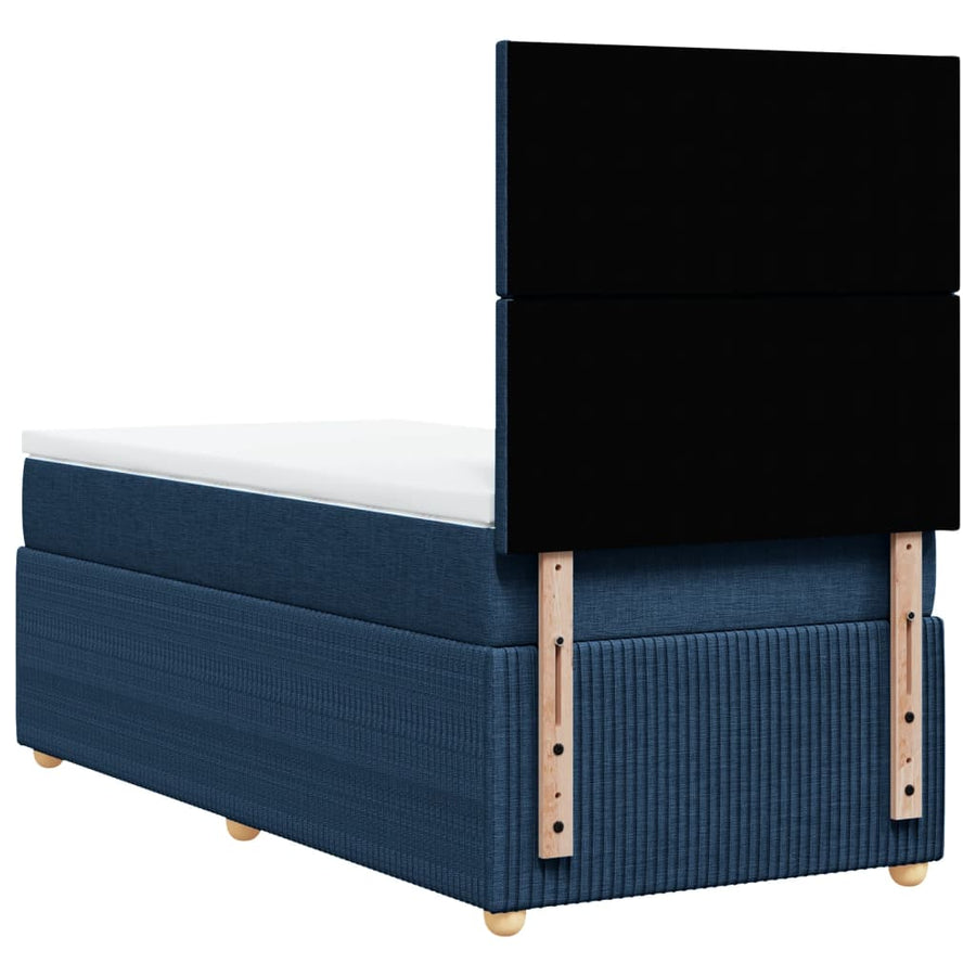 Boxspring met matras stof blauw 80x200 cm