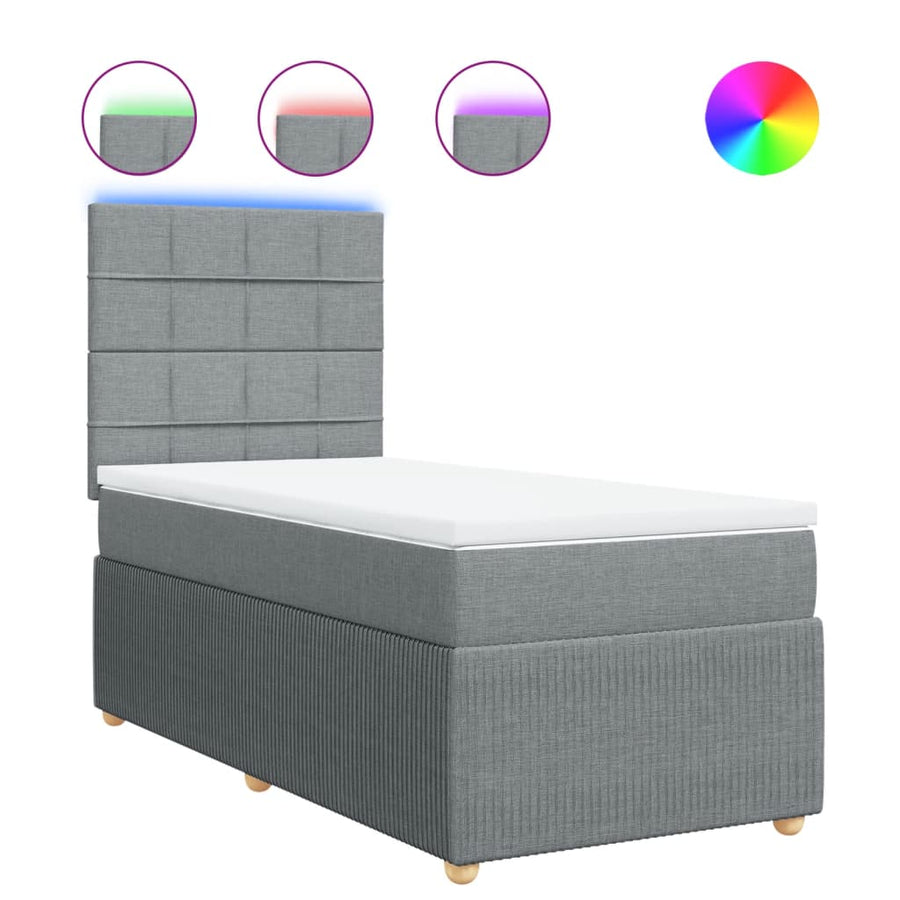 Boxspring met matras stof lichtgrijs 80x200 cm