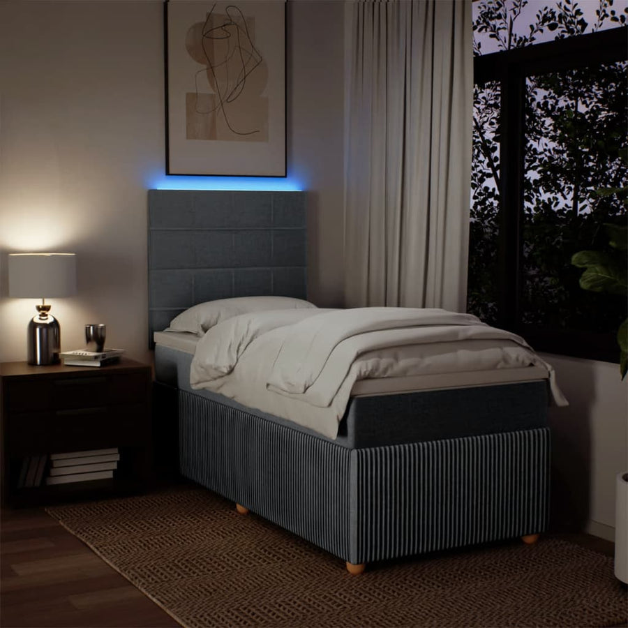 Boxspring met matras stof lichtgrijs 80x200 cm