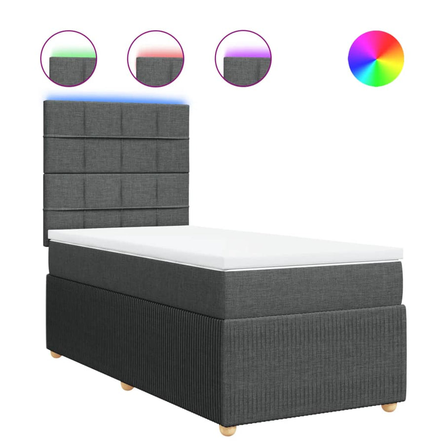 Boxspring met matras stof donkergrijs 80x200 cm