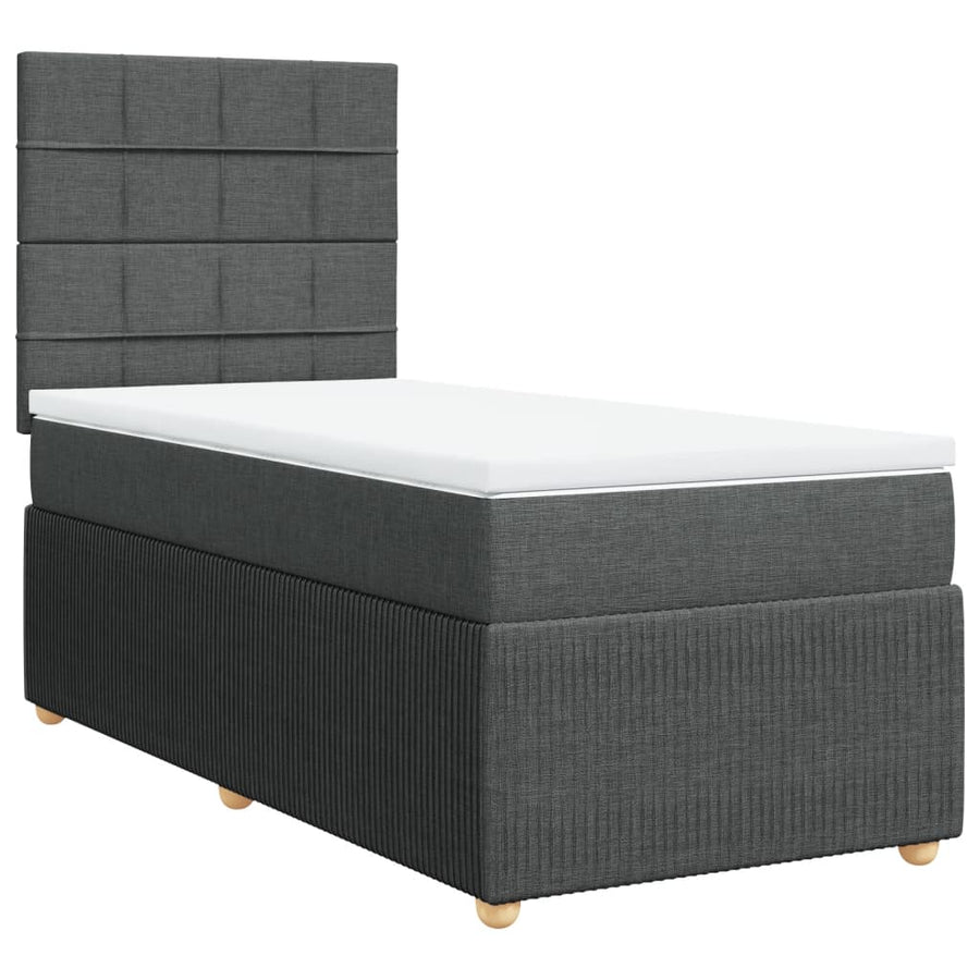 Boxspring met matras stof donkergrijs 80x200 cm