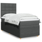 Box spring with dark grey fabric mattress 80x200 cm