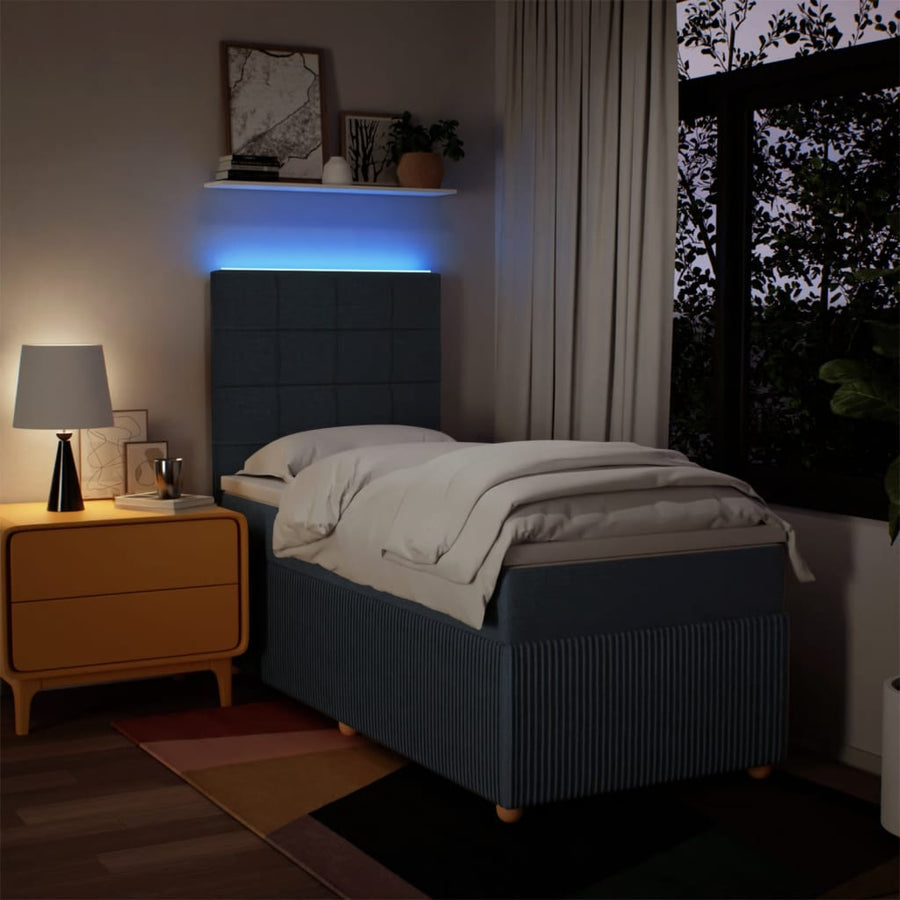 Boxspring met matras stof blauw 80x200 cm