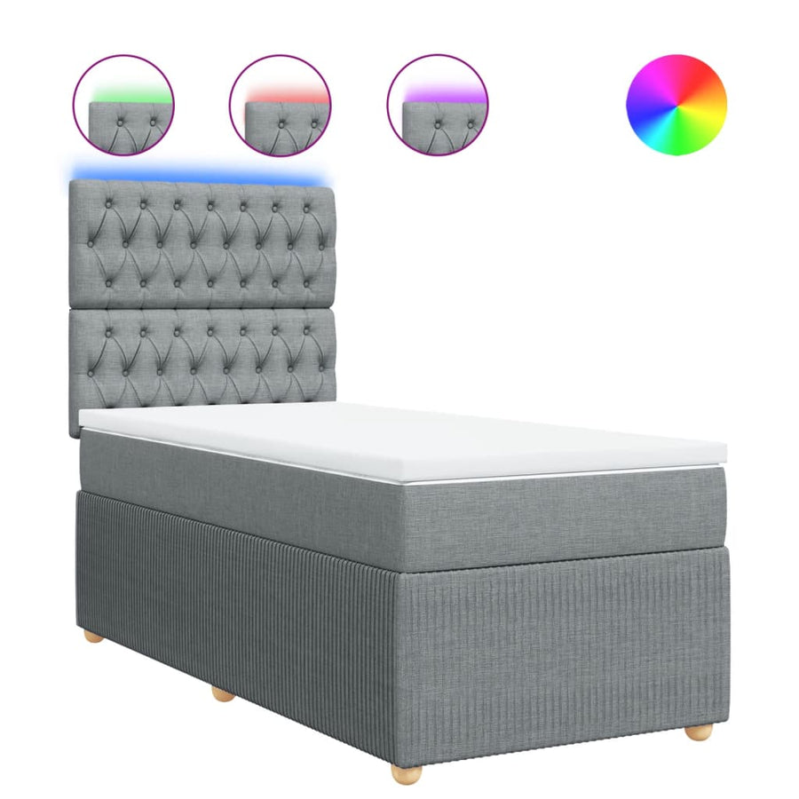 Boxspring met matras stof lichtgrijs 80x200 cm