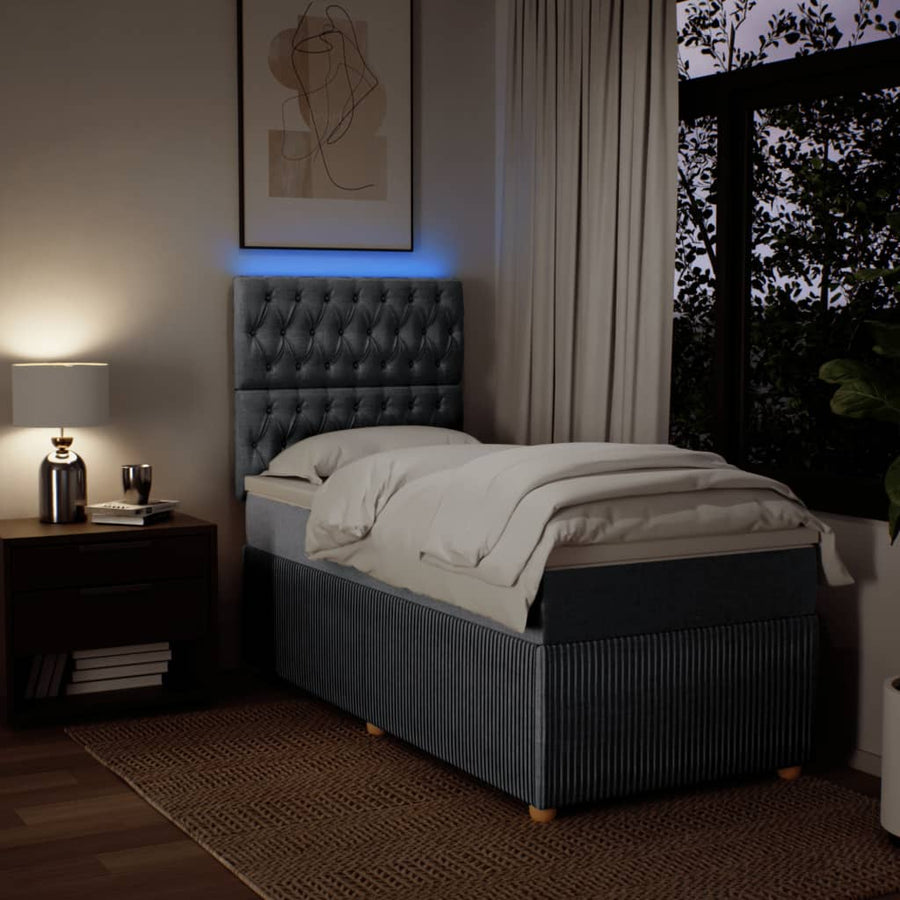 Boxspring met matras stof lichtgrijs 80x200 cm