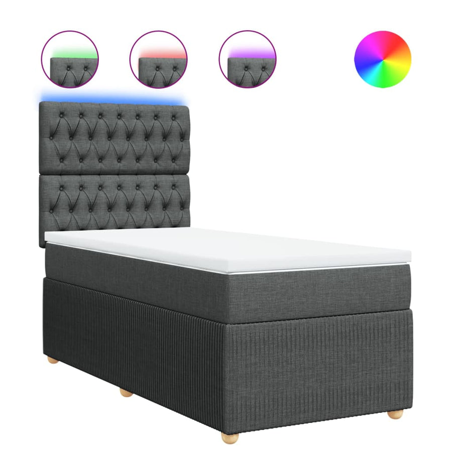 Boxspring met matras stof donkergrijs 80x200 cm