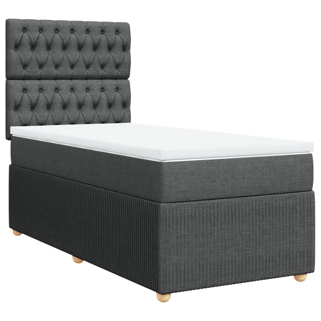 Boxspring met matras stof donkergrijs 80x200 cm