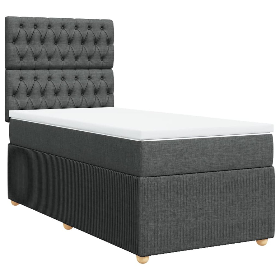 Boxspring met matras stof donkergrijs 80x200 cm