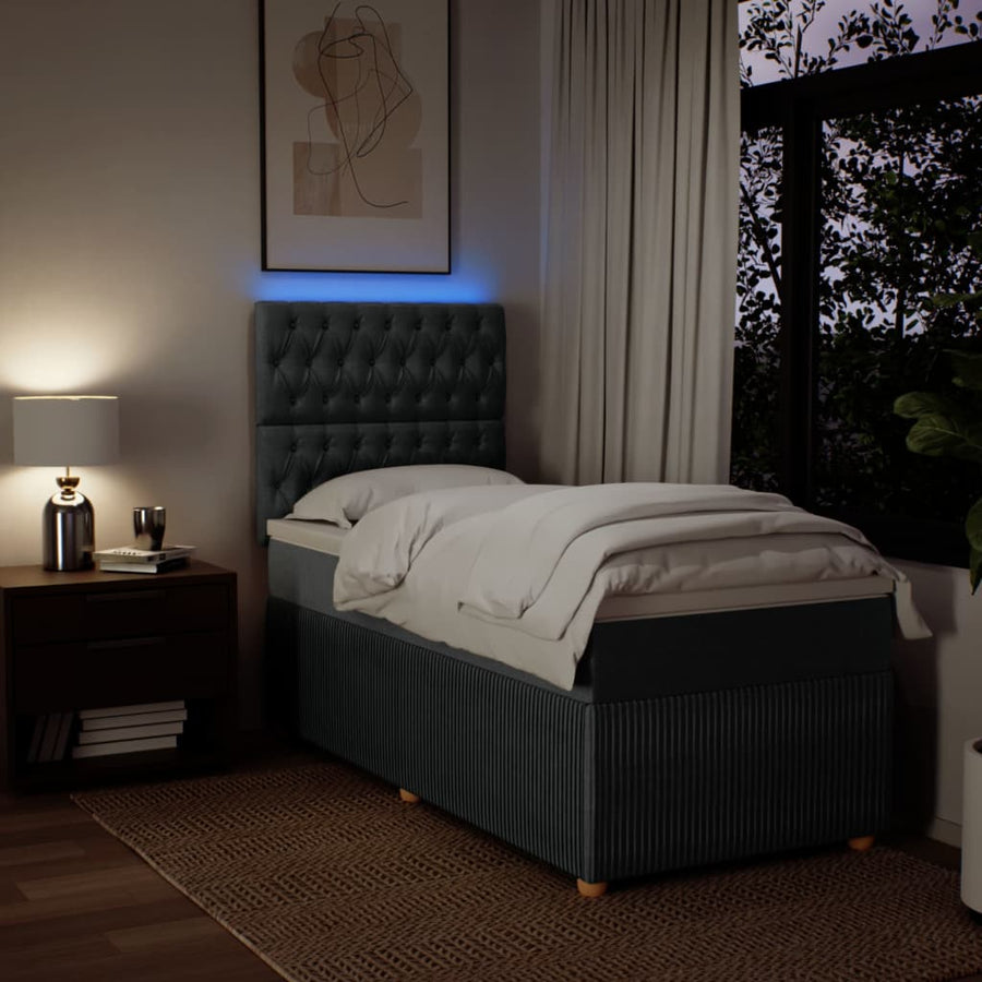 Boxspring met matras stof donkergrijs 80x200 cm