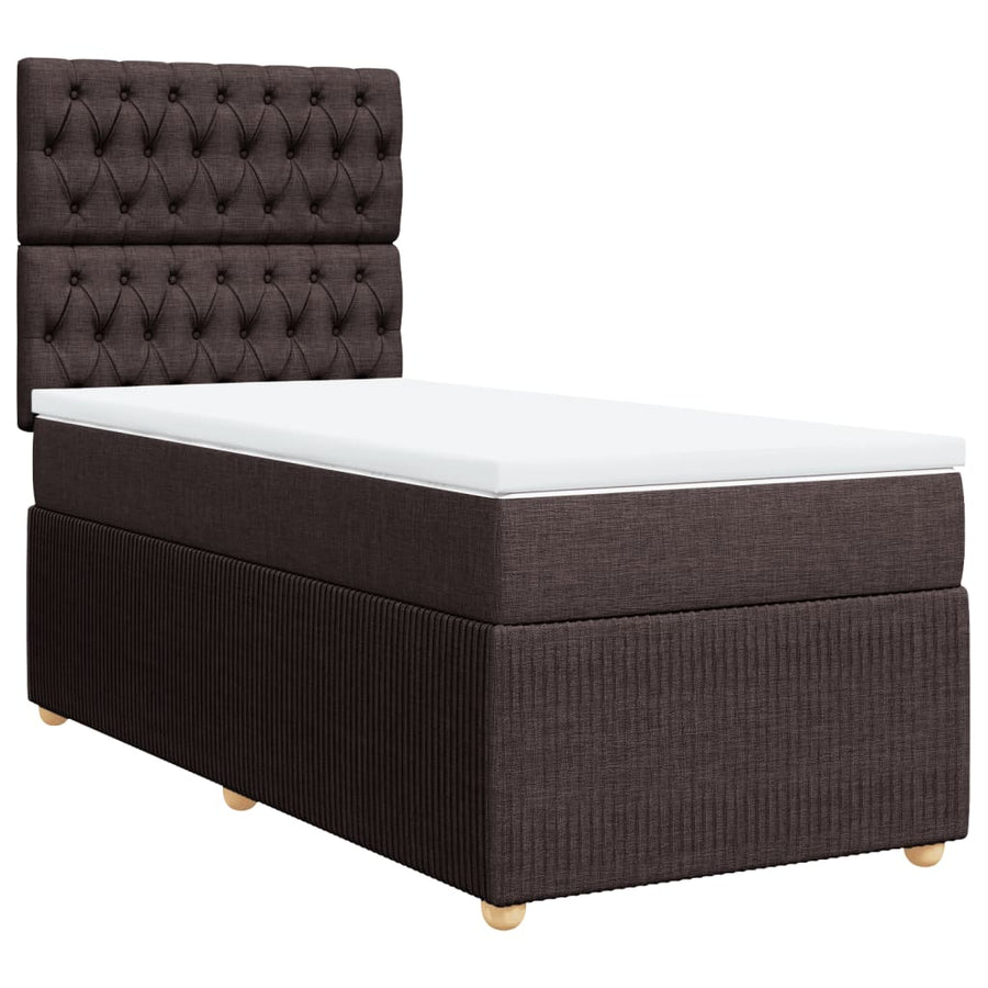 Boxspring met matras stof donkerbruin 80x200 cm