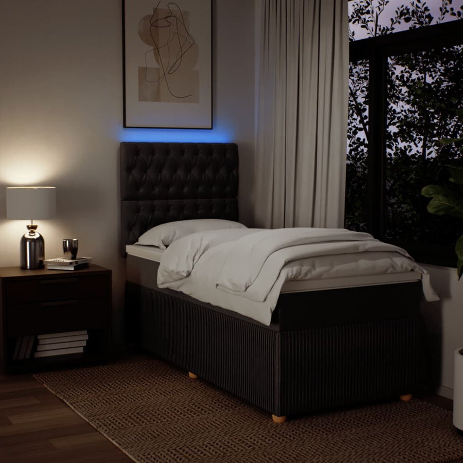Boxspring met matras stof donkerbruin 80x200 cm
