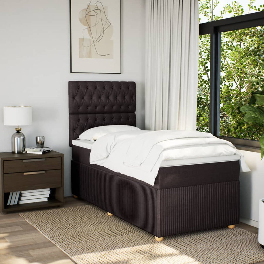 Boxspring met matras stof donkerbruin 80x200 cm