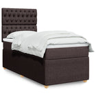 Box spring with dark brown fabric mattress 80x200 cm