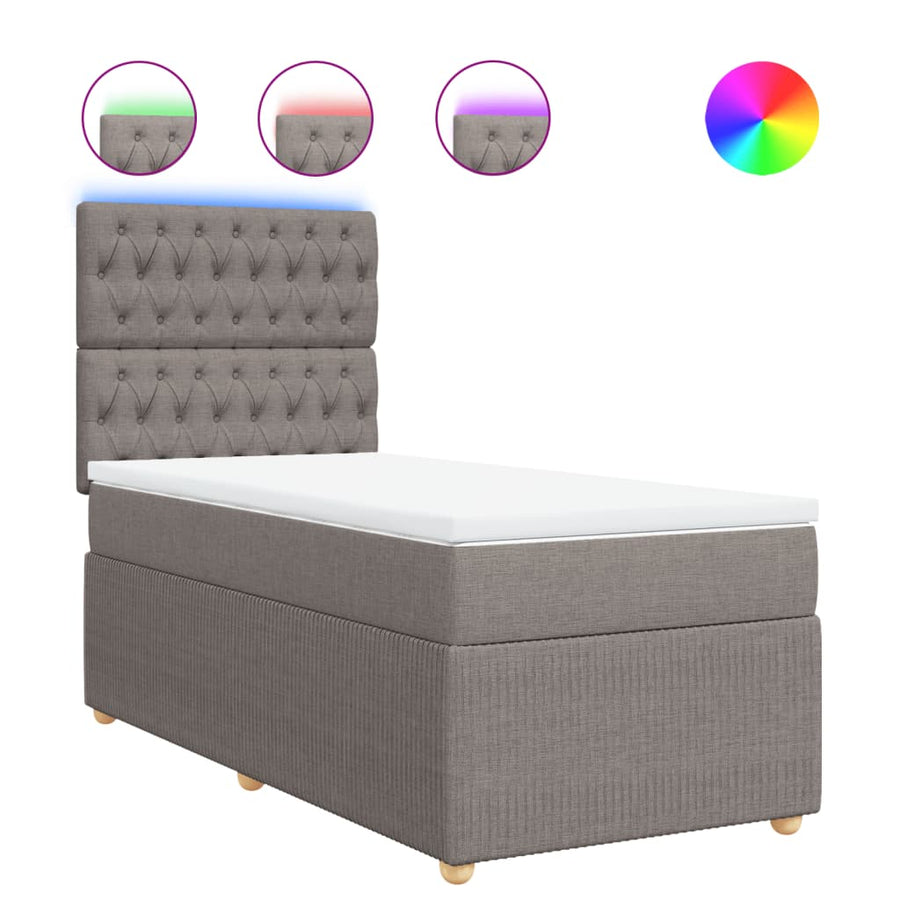 Boxspring met matras stof taupe 80x200 cm