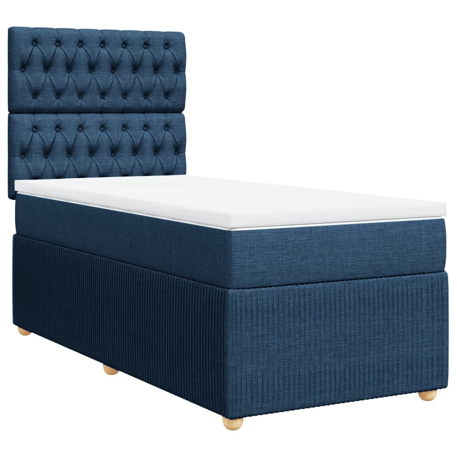 Boxspring met matras stof blauw 80x200 cm