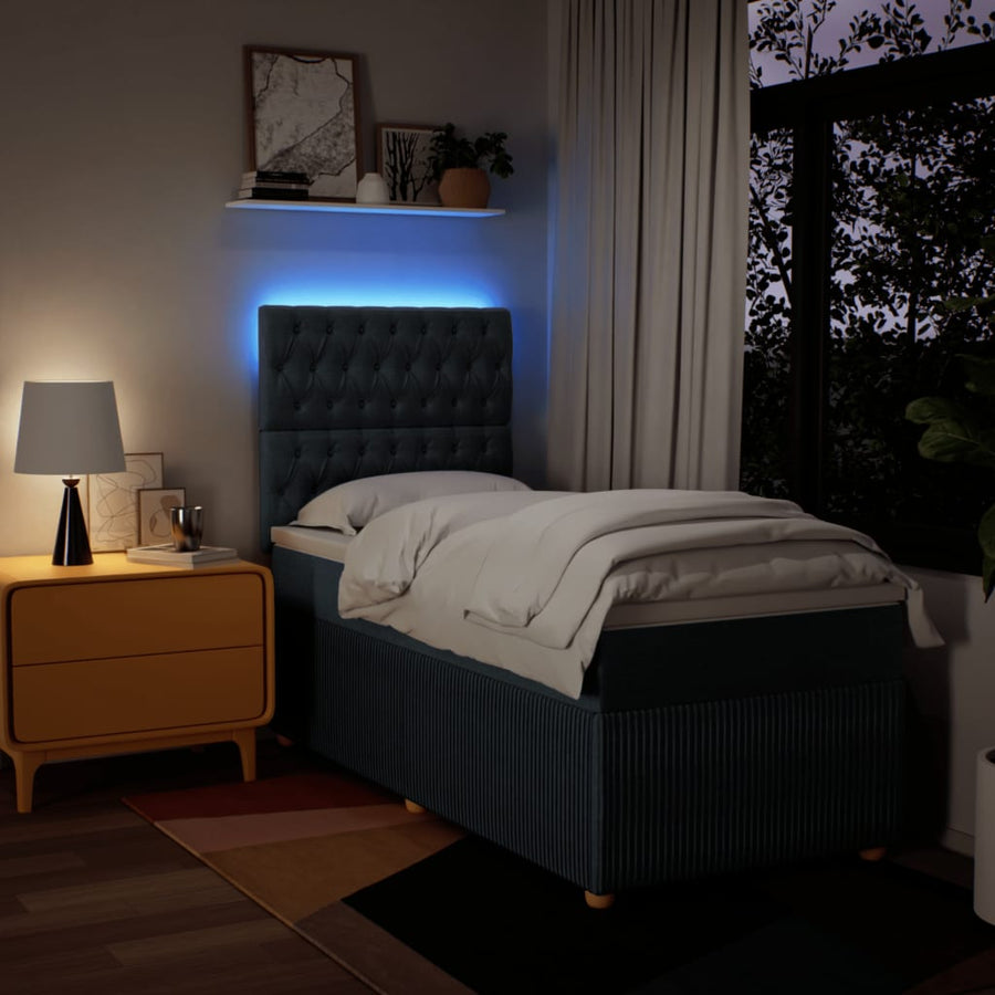 Boxspring met matras stof blauw 80x200 cm