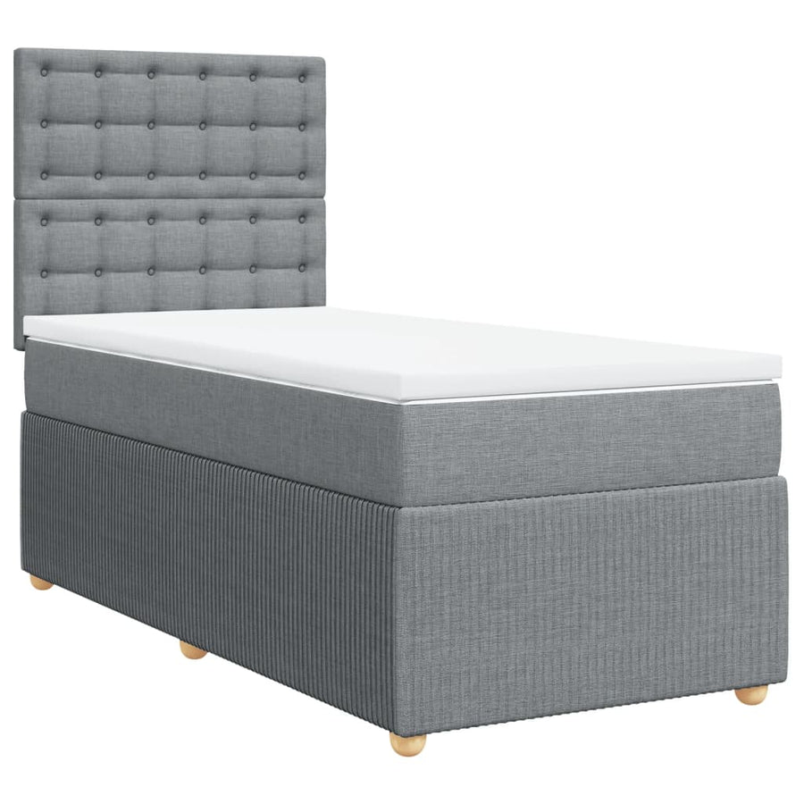 Boxspring met matras stof lichtgrijs 80x200 cm
