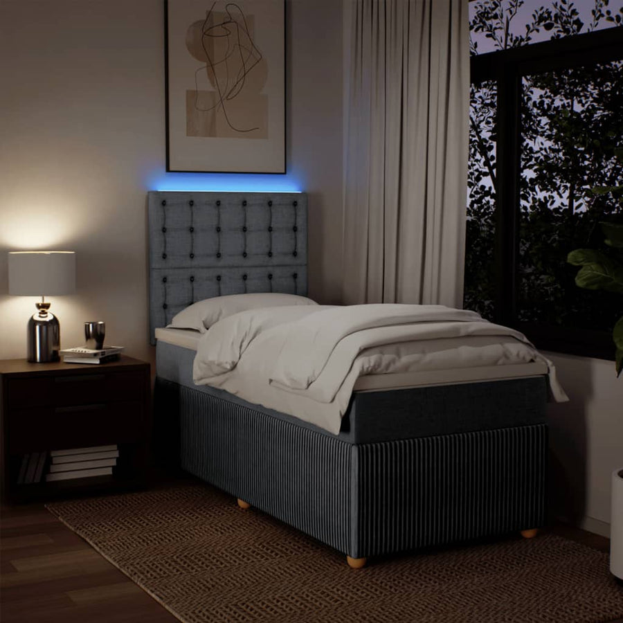 Boxspring met matras stof lichtgrijs 80x200 cm