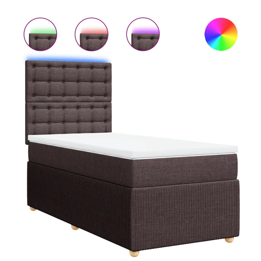 Boxspring met matras stof donkerbruin 80x200 cm