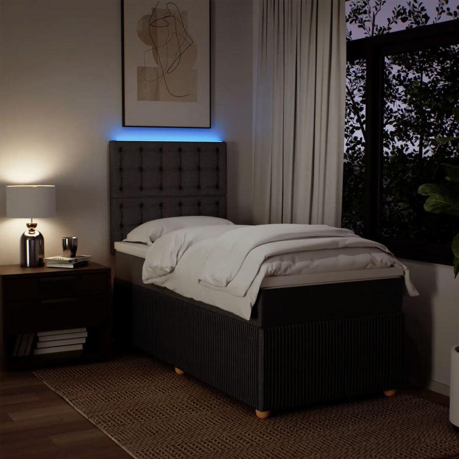 Boxspring met matras stof donkerbruin 80x200 cm