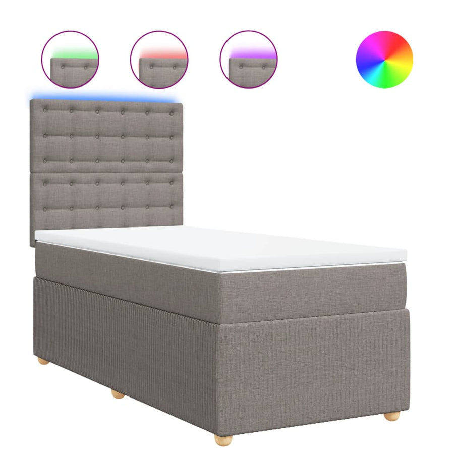 Boxspring met matras stof taupe 80x200 cm