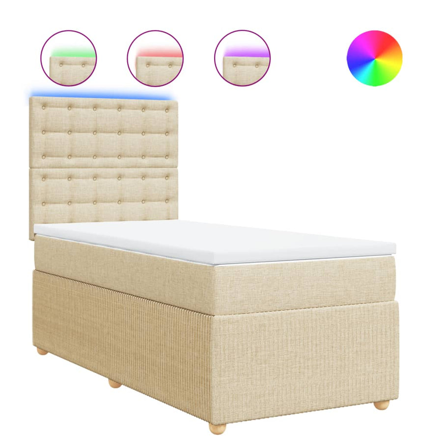 Boxspring met matras stof crèmekleurig 80x200 cm