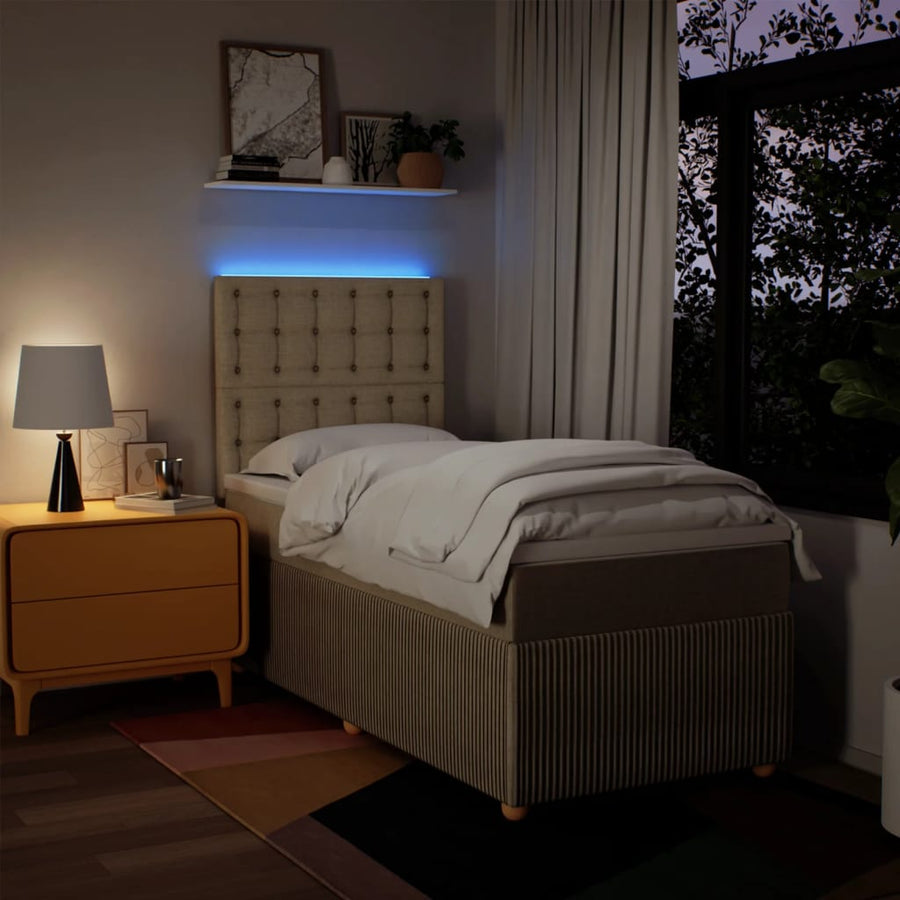 Boxspring met matras stof crèmekleurig 80x200 cm