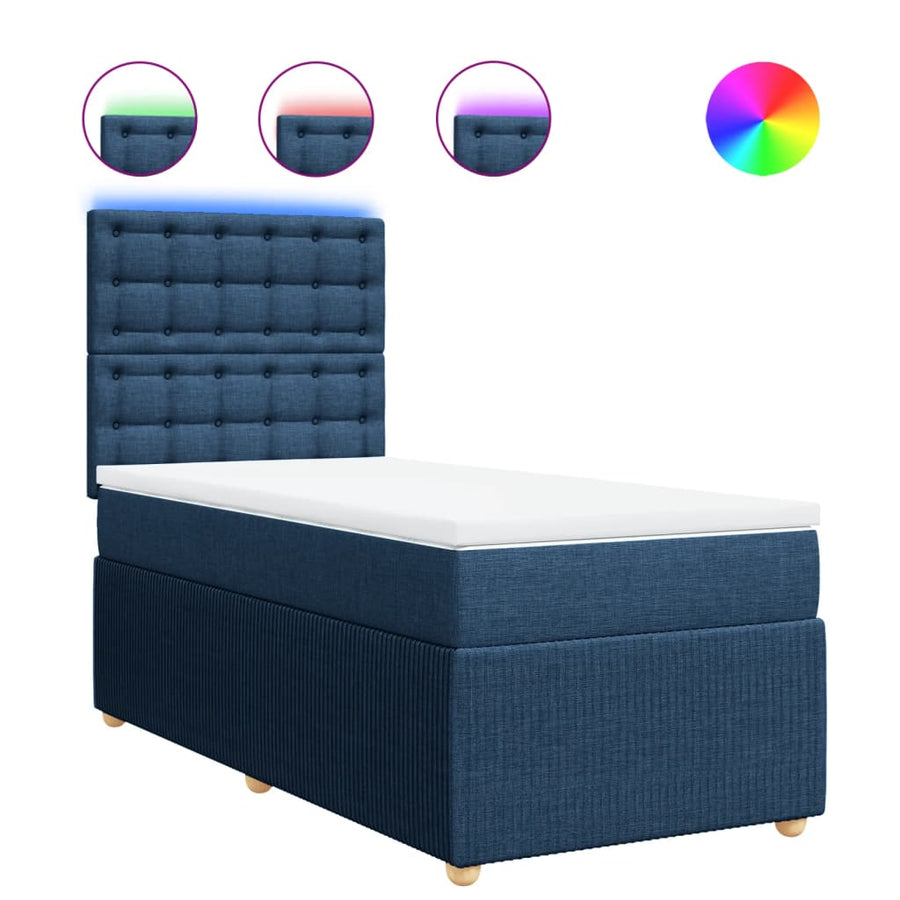 Boxspring met matras stof blauw 80x200 cm