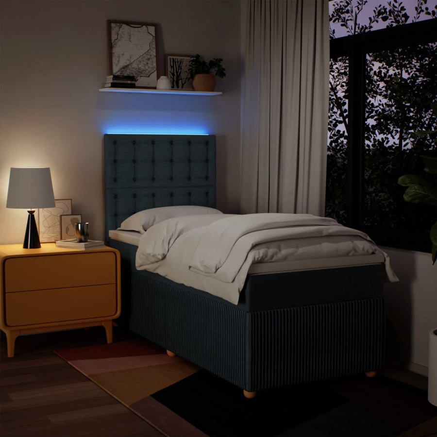 Boxspring met matras stof blauw 80x200 cm