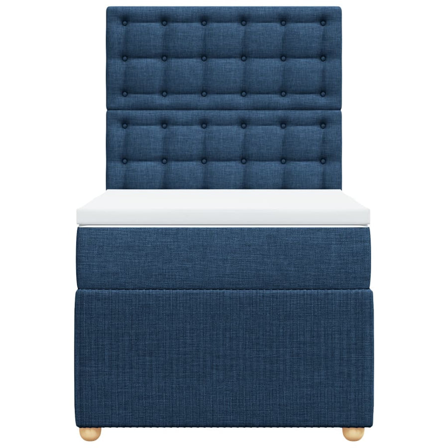 Boxspring met matras stof blauw 80x200 cm