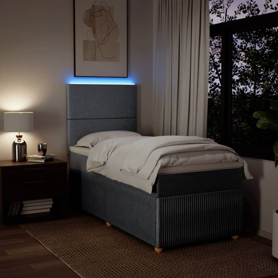 Boxspring met matras stof lichtgrijs 90x190 cm