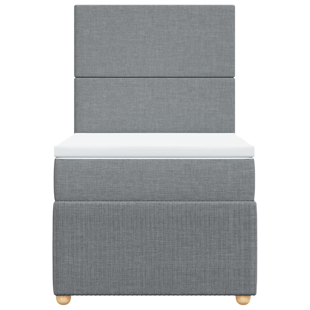 Boxspring met matras stof lichtgrijs 90x190 cm