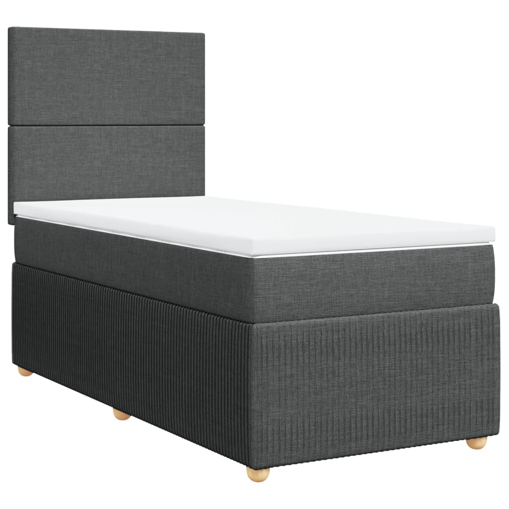 Boxspring met matras stof donkergrijs 90x190 cm
