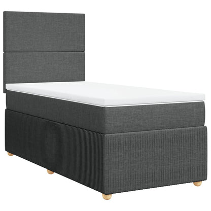 Boxspring met matras stof donkergrijs 90x190 cm