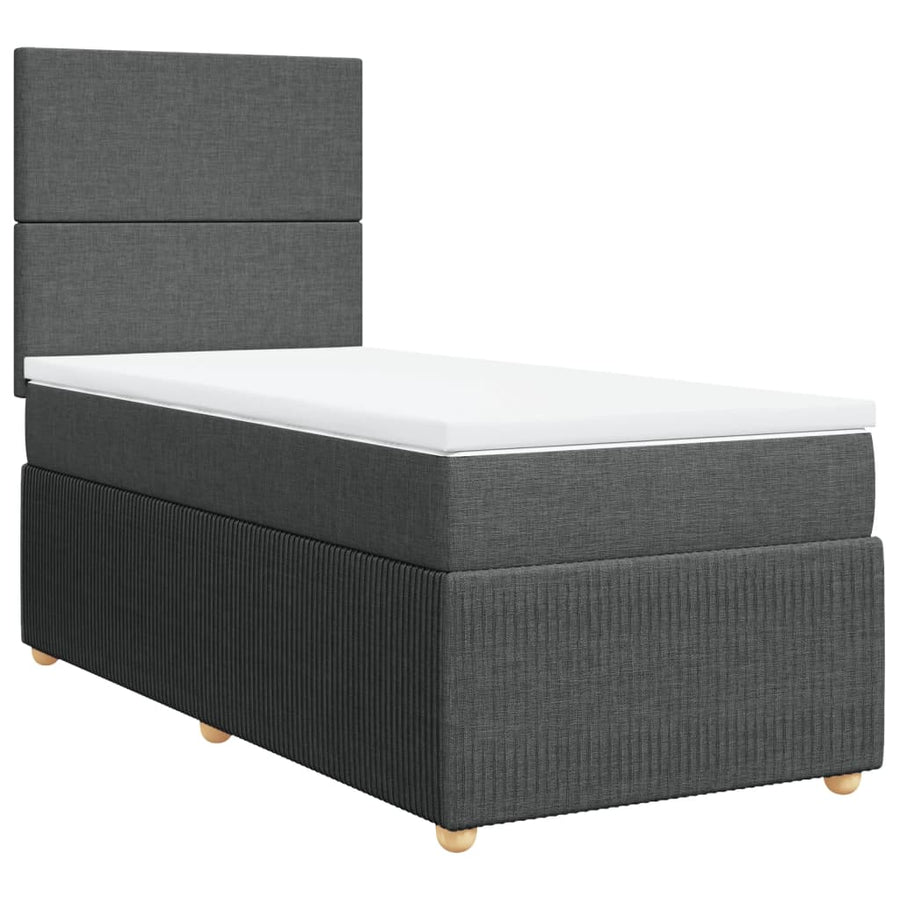 Boxspring met matras stof donkergrijs 90x190 cm