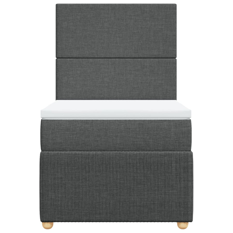 Boxspring met matras stof donkergrijs 90x190 cm