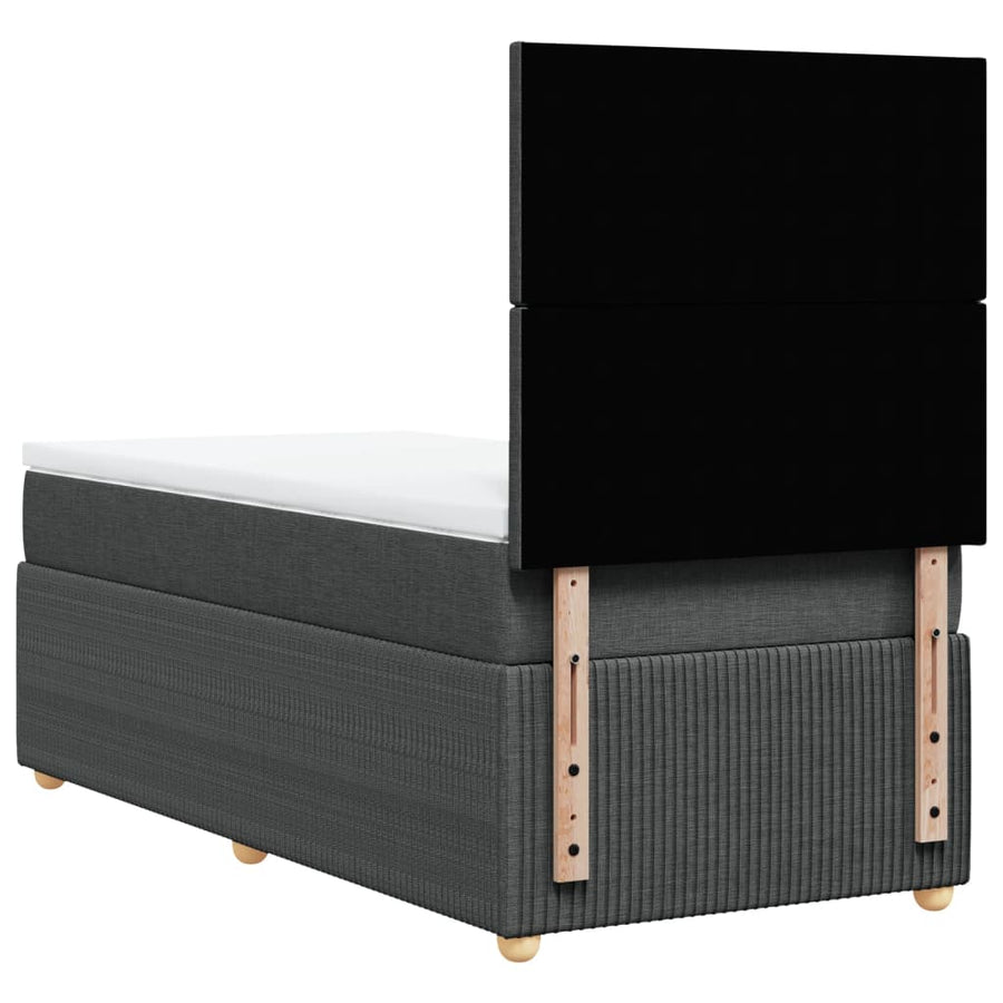 Boxspring met matras stof donkergrijs 90x190 cm